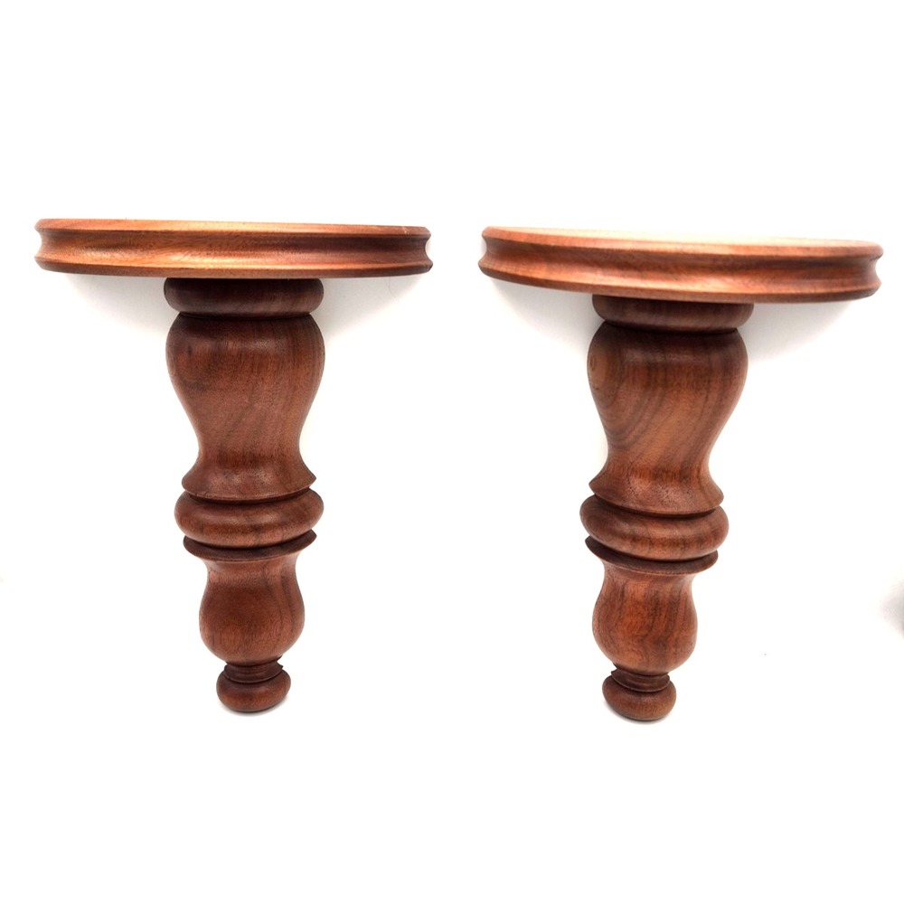 Vintage Handmade Wood Corbel Wall Shelf Oak Decorative Display Pedestal Set of 2